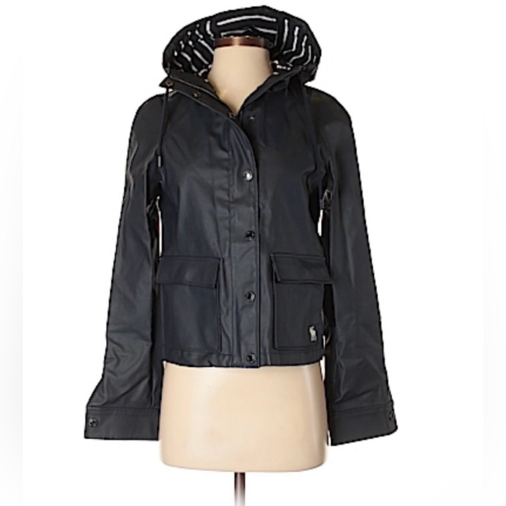 Abercrombie and Fitch wax-style navy raincoat Size Small